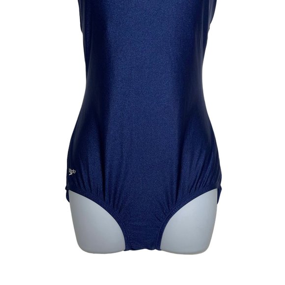 NWOT Speedo Xtra Life Lycra One Piece Swimsuit Womens 12 Navy Swimwear Lined - Picture 3 of 9